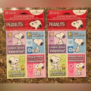 American Greetings Peanuts Valentine Stickers with Snoopy Lot of 2